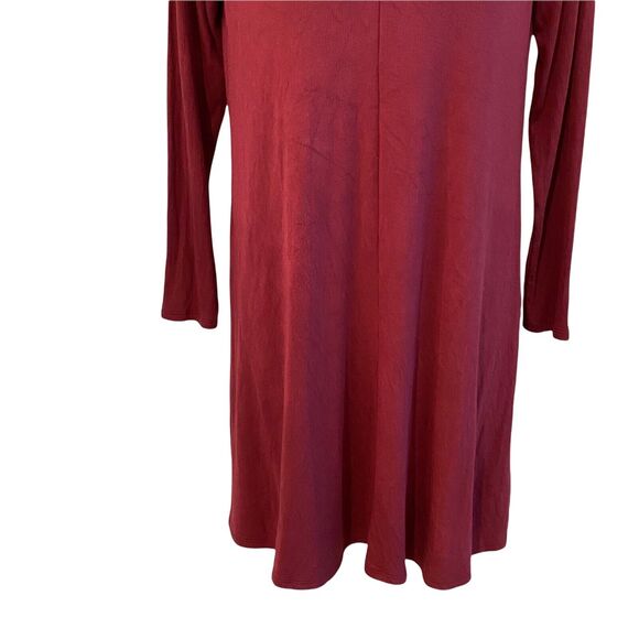 LA Relaxed Small Dress Long Sleeve Vneck Maroon Bodycon Stretch - Picture 6 of 10